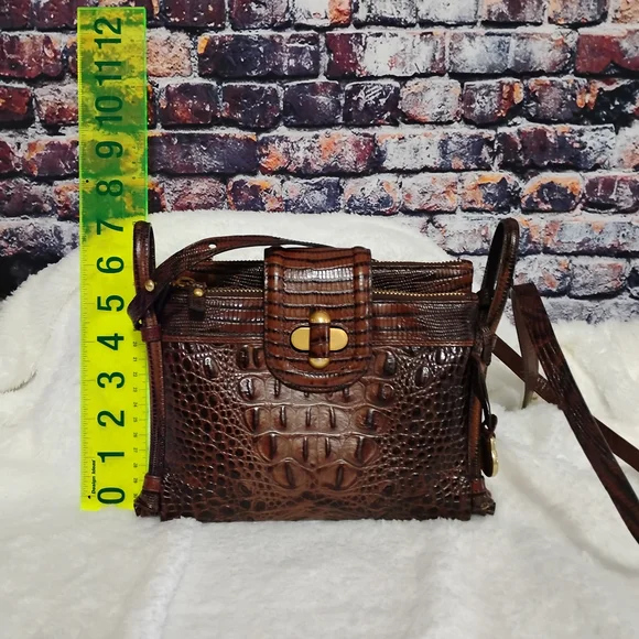 Vintage Brahmin Brown Pecan Melbourne Crossbody Leather String Wallet Organizer - Picture 13 of 13